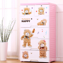 Cartoon Bear Design Plastic Wardrobe Storage Cabinet (26077)